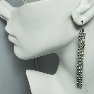 Charming Charlie Silver rhinestone dangle fish hook earrings